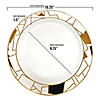10.25" White with Black and Gold Abstract Squares Pattern Round Disposable Plastic Dinner Plates (120 Plates) Image 2