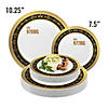 10.25" White with Black and Gold Royal Rim Plastic Dinner Plates (40 Plates) Image 3
