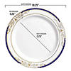 10.25" White with Blue and Gold Harmony Rim Plastic Dinner Plates (40 Plates) Image 2