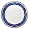 10.25" White with Blue and Silver Royal Rim Plastic Dinner Plates (40 Plates) Image 1