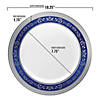 10.25" White with Blue and Silver Royal Rim Plastic Dinner Plates (40 Plates) Image 2