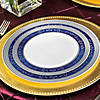 10.25" White with Blue and Silver Royal Rim Plastic Dinner Plates (40 Plates) Image 4