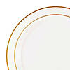 10.25" White with Gold Edge Rim Plastic Dinner Plates (120 Plates) Image 1
