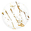 10.25" White with Gold Marble Stroke Round Disposable Plastic Dinner Plates (40 Plates) Image 1