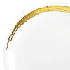 10.25" White with Gold Moonlight Round Disposable Plastic Dinner Plates (40 Plates) Image 1