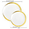 10.25" White with Gold Moonlight Round Disposable Plastic Dinner Plates (40 Plates) Image 2