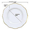 10.25" White with Gold Rim Round Blossom Disposable Plastic Dinner Plates (120 Plates) Image 2