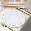 10.25" White with Gold Rim Round Blossom Disposable Plastic Dinner Plates (120 Plates) Image 4