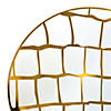10.25" White with Gold Scales Pattern Round Disposable Plastic Dinner Plates (40 Plates) Image 1