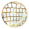 10.25" White with Gold Scales Pattern Round Disposable Plastic Dinner Plates (40 Plates) Image 1