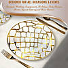 10.25" White with Gold Scales Pattern Round Disposable Plastic Dinner Plates (40 Plates) Image 4