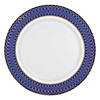 10.25" White with Gold Spiral on Blue Rim Plastic Dinner Plates (40 Plates) Image 1