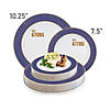 10.25" White with Gold Spiral on Blue Rim Plastic Dinner Plates (40 Plates) Image 3