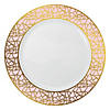 10.25" White with Pink and Gold Mosaic Rim Round Plastic Dinner Plates (40 Plates) Image 1