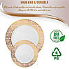 10.25" White with Pink and Gold Mosaic Rim Round Plastic Dinner Plates (40 Plates) Image 3
