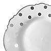 10.25" White with Silver Dots Round Blossom Disposable Plastic Dinner Plates (50 Plates) Image 1