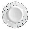 10.25" White with Silver Dots Round Blossom Disposable Plastic Dinner Plates (50 Plates) Image 1