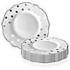10.25" White with Silver Dots Round Blossom Disposable Plastic Dinner Plates (50 Plates) Image 3