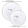 10.25" White with Silver Rim Organic Round Disposable Plastic Dinner Plates (40 Plates) Image 2