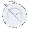 10.25" White with Silver Rim Round Blossom Disposable Plastic Dinner Plates (120 Plates) Image 2