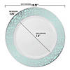 10.25" White with Turquoise Blue and Silver Mosaic Rim Round Plastic Dinner Plates (40 Plates) Image 2