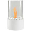 10.5" Bio Ethanol Round Portable Tabletop Fireplace with White Base Image 1