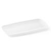 10.6" x 5" Solid White Flat Raised Edge Rectangular Disposable Plastic Plates (50 Plates) Image 1