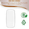 10.6" x 5" White with Silver Rim Flat Raised Edge Rectangular Disposable Plastic Plates (50 Plates) Image 1