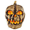 10" Animated Flaming Burlap Pumpkin Halloween Decoration Image 1