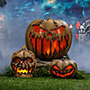 10" Animated Flaming Burlap Pumpkin Halloween Decoration Image 2