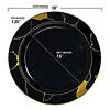 10" Black with Gold Marble Disposable Plastic Dinner Plates (50 Plates) Image 2