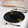 10" Black with Gold Marble Disposable Plastic Dinner Plates (50 Plates) Image 4