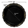 10" Black with Gold Vintage Rim Round Disposable Plastic Dinner Plates (50 Plates) Image 2