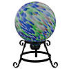 10" Blue and Green Brush Strokes Outdoor Glass Garden Gazing Ball Image 1