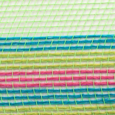 10&quot; Border Stripe Mesh Ribbon: Lime, Hot Pink, Fresh Green, Turquoise Image 2