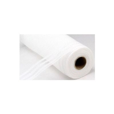 10" Border Stripe Metallic Mesh Ribbon: White (10 Yards) Image 1