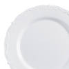 10" Bulk 120 Ct. Vintage White Scalloped Plastic Dinner Plates Image 1