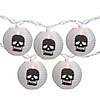 10-Count White and Black Skull Paper Lantern Halloween Lights  8.5ft White Wire Image 1