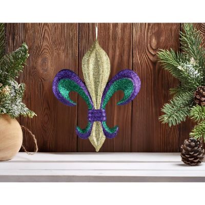 10" Fleur De Lis Mardi Gras Ornament Image 2