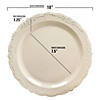 10" Ivory Vintage Round Disposable Plastic Dinner Plates (50 Plates) Image 2
