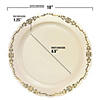10" Ivory with Gold Vintage Rim Round Disposable Plastic Dinner Plates (50 Plates) Image 2