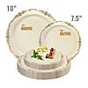 10" Ivory with Gold Vintage Rim Round Disposable Plastic Dinner Plates (50 Plates) Image 3