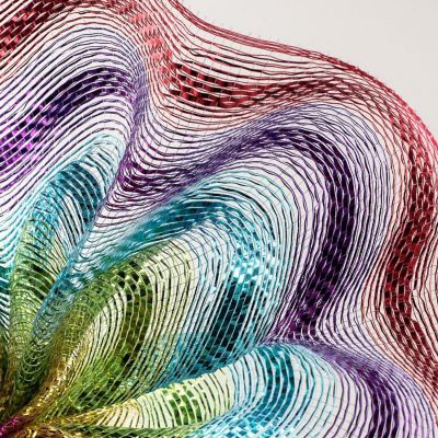 10" Metallic Stripe Mesh Ribbon: Rainbow (10 Yards) Image 2