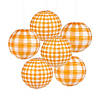 10" Orange Plaid Hanging Paper Lanterns - 6 Pc. Image 1
