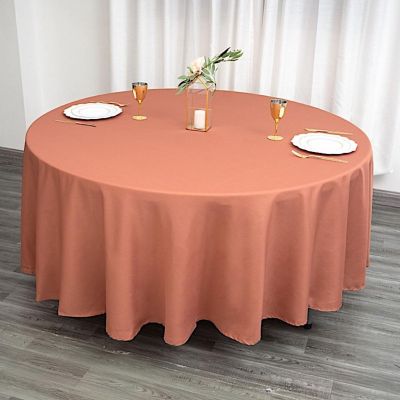 10 Pcs 132" Round Polyester Tablecloths Wedding Party   Image 2