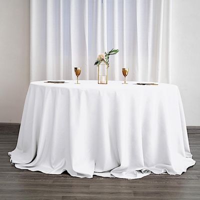 10 Pcs 132" Round Polyester Tablecloths Wedding Party   Image 2