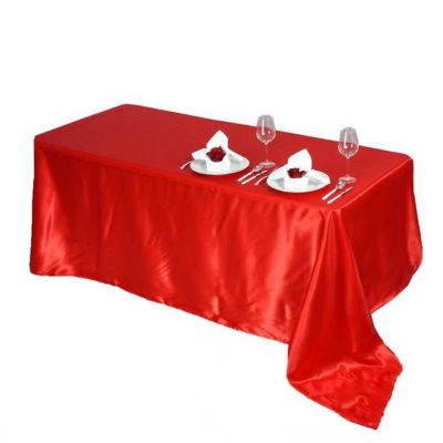 10 Pcs 90X156" Satin Rectangular Tablecloths Wedding Catering Dining Decorations Image 1