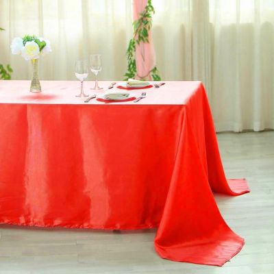 10 Pcs 90X156" Satin Rectangular Tablecloths Wedding Catering Dining Decorations Image 2