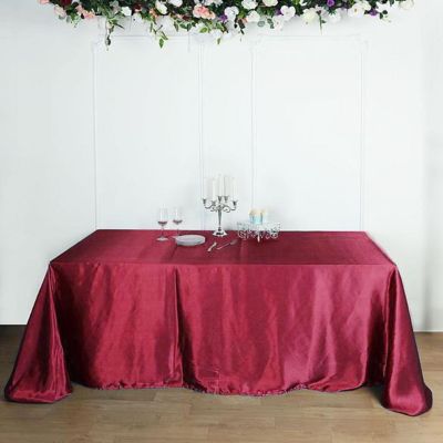 10 Pcs 90X156" Satin Rectangular Tablecloths Wedding Catering Dining Decorations Image 2
