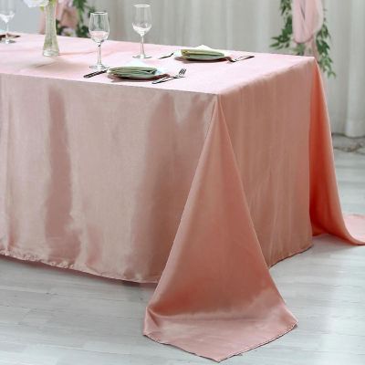 10 Pcs 90X156" Satin Rectangular Tablecloths Wedding Catering Dining Decorations Image 2